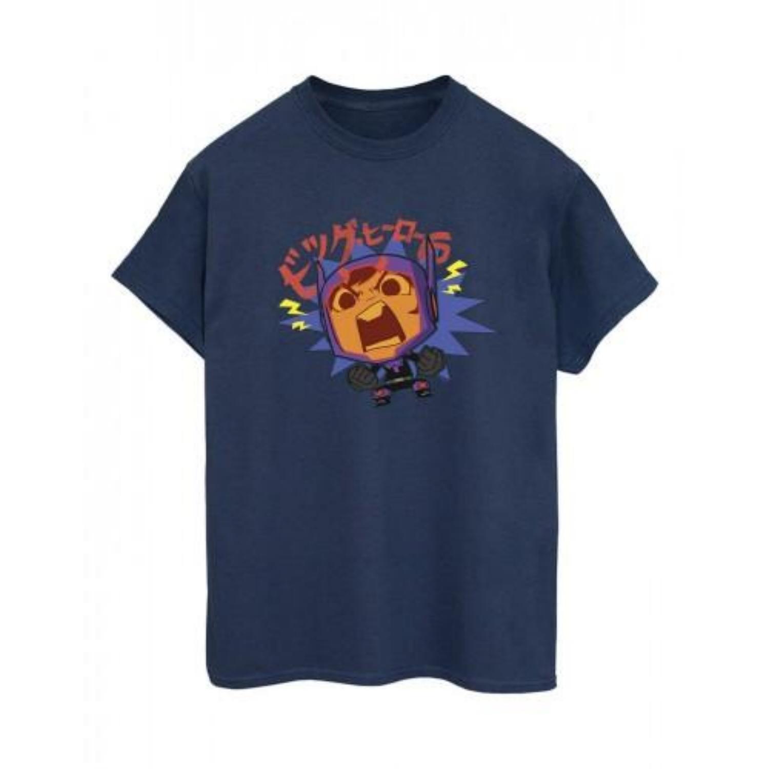 

Disney Womens_Ladies Big Hero 6 Baymax Hiro Angry Manga Cotton Boyfriend T-Shirt S чёрный