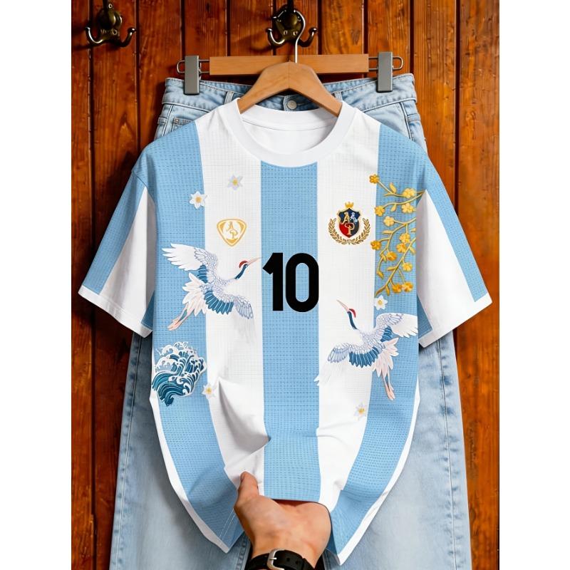 Men'S Casual/Fashion/ for sports T-Shirt, Classic Blue Number 10 Jersey for Teenage Boys, It Is a Must-Have Item for Sports Fans