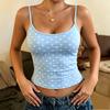 Camiseta sin mangas casual para mujer con lunares, ajuste ceñido, tipo top, sin cierres, camisola, camisa, tela elástica, ligera, suave, para usar en verano