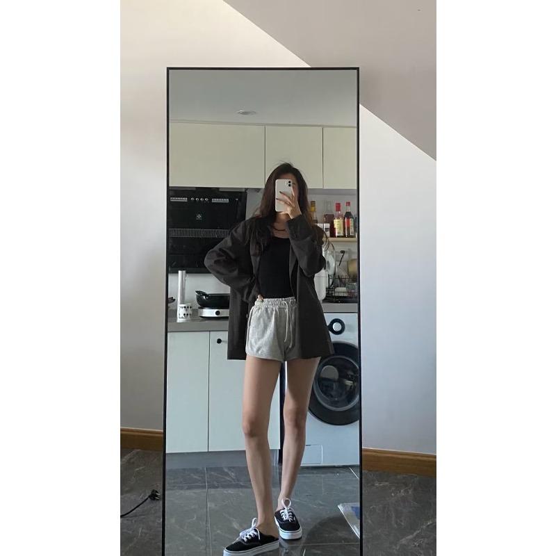 Graue Sportshorts für Damen, Sommer, lockere Oberbekleidung, Laufen, schwarz, Zuhause, lässig, Hose mit weitem Bein, Hotpants