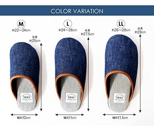 Naka Shoji Kojima Denim Room Shoes (Size M, Striped, Navy), Made in Japan, 730900780-073