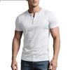 Men Summer Casual Slim Fit Short Sleeve Solid Henley Shirt