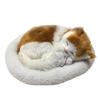 Realistic Sleeping Cat Toy Breathing Cat Stuffed Animal Doll with Mat  Plush Toys for Children Home