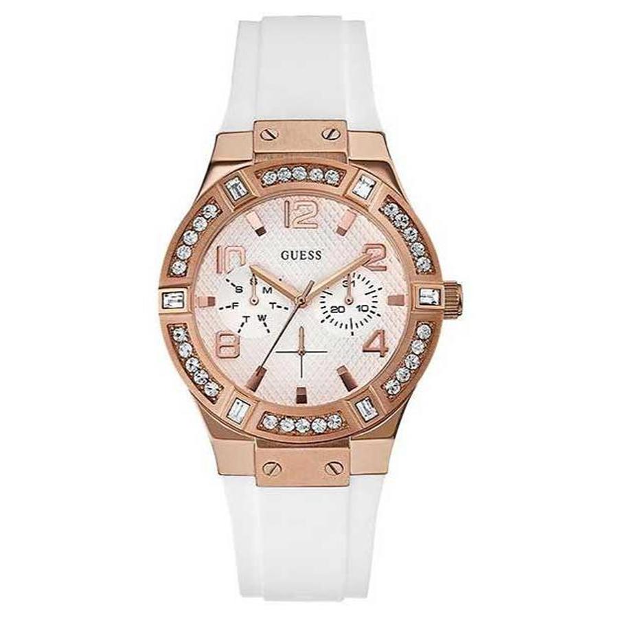 

The Lady s White And Gold Dial With Diamond And White Rubber Strap Watch For Daily Gatherings W0426L1