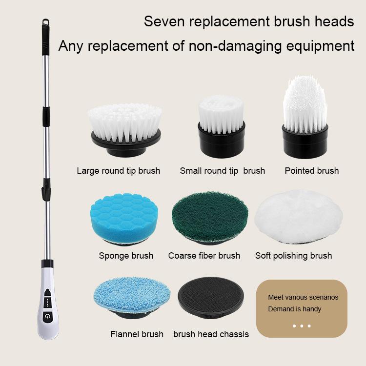 Electric Massage Electric Cleaning Brush and Long Handle Cordless Rotating Scrubber Bathroom Cleaning Brush