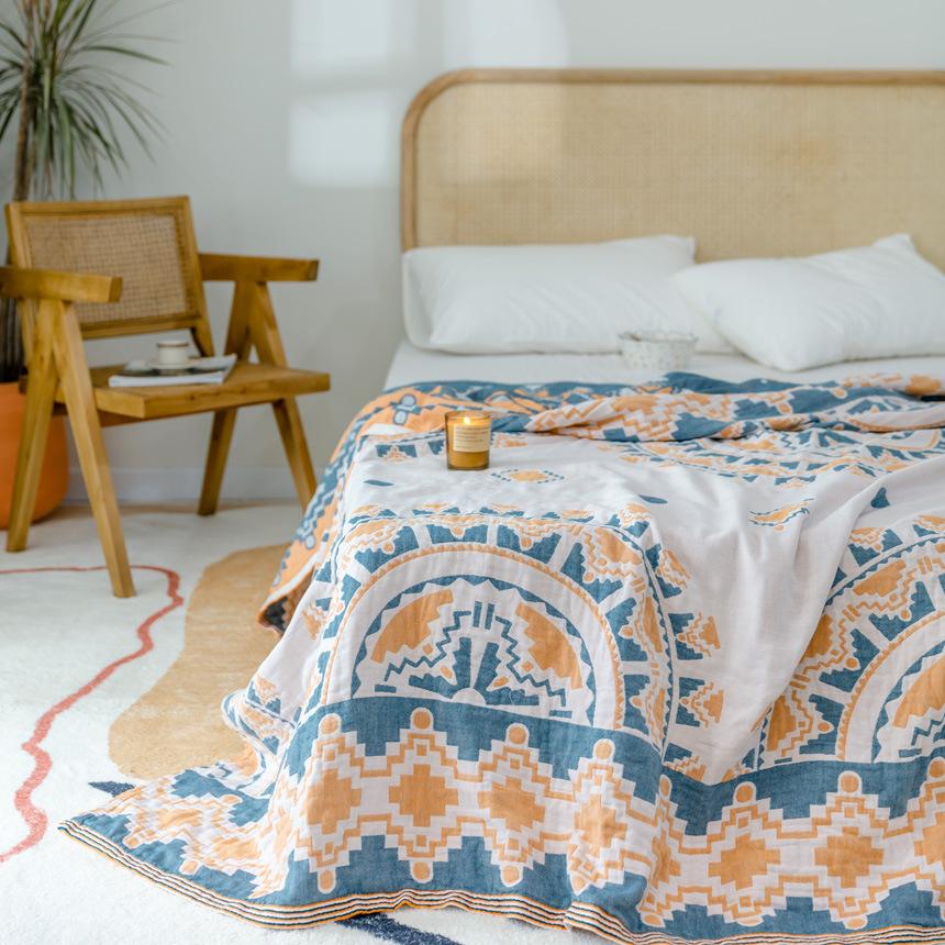 

Новое хлопковое четырехслойное полотенце, стеганое марлевое полотенце, одиночное двойное летнее прохладное одеяло, одеяло, диванное полотенце 200*230cm