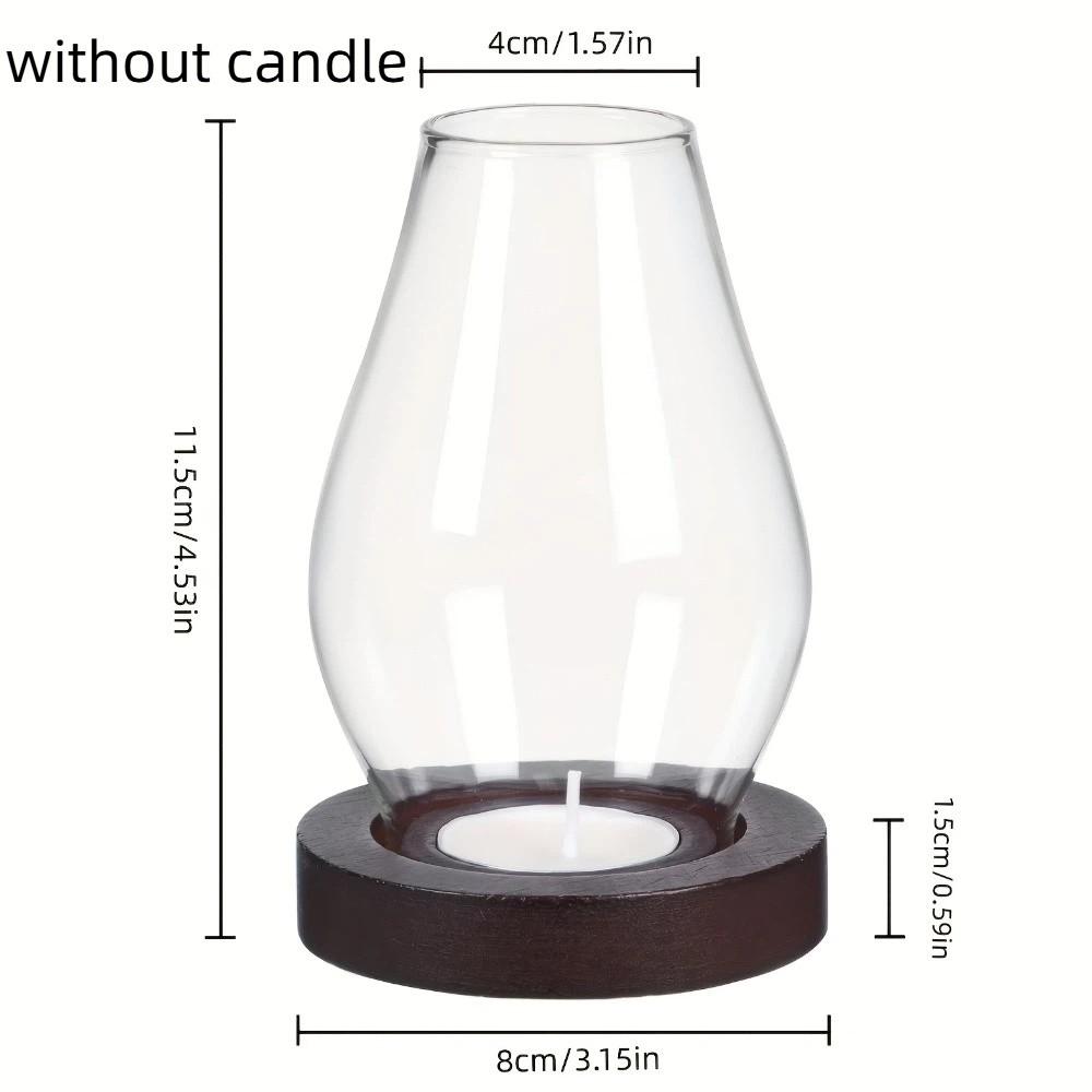 Base in Legno Massello Portacandele in Vetro Lampada per Incenso Trasparente Ambiente Interno