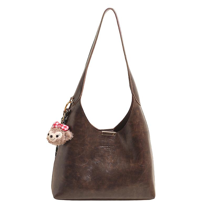 2025 Autumn New Niche Texture Armpit Bag Women's Retro Simple Tote Bag Casual Large Capacity Shoulder Bag