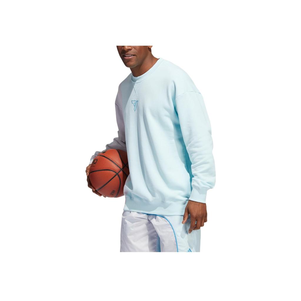 adidas Trae Crew Pruhovaný design Potisk loga Mikina s dlouhým rukávem Pánská mikina Modrá HN7175