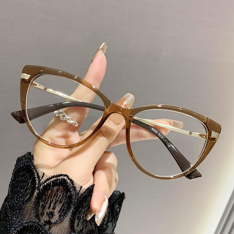 

0 -0,5 -0,75 светочувствительные очки для близорукости кошачий глаз анти-синий свет/очки для близорукости плоская металлическая оправа для очков для близорукости -2.5