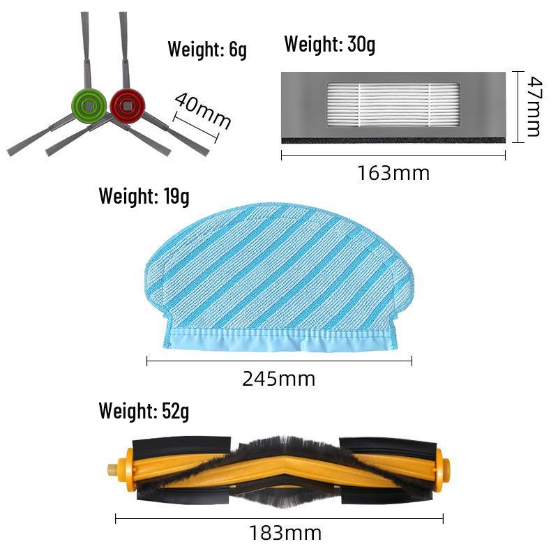 Compatible Accessories for ECOVACS T5/DX55/OZMO950/920: Roller Brush, Side Brush, Filter, Cloth