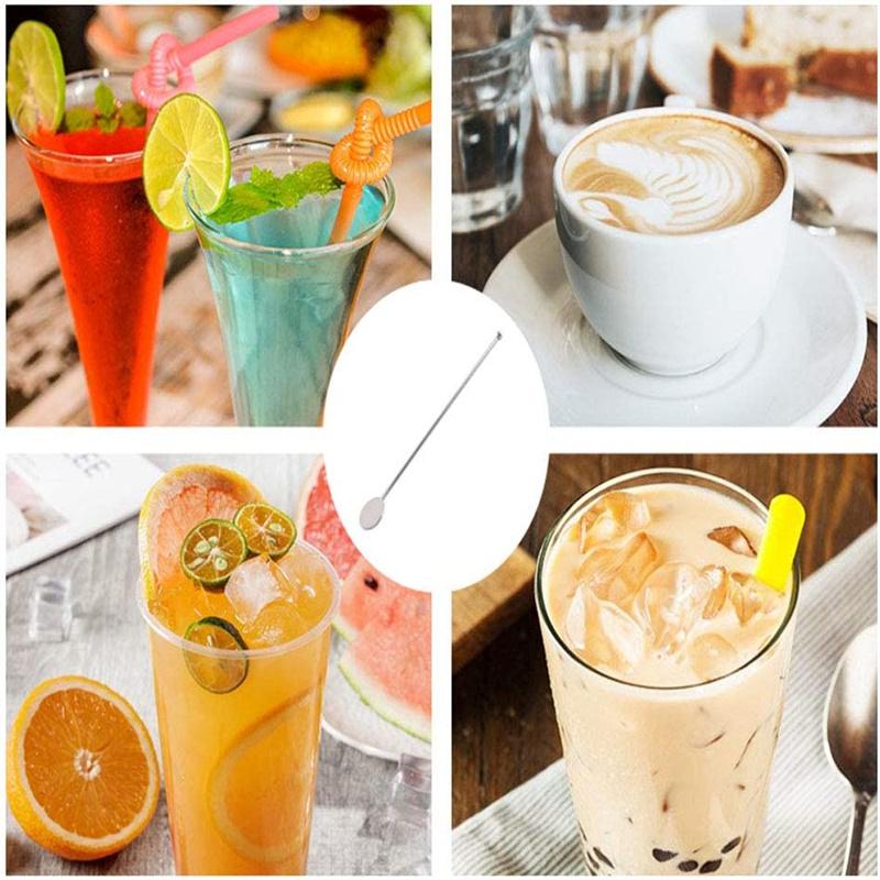 5Pcs Stainless Steel Cocktail Drink Mixer Bar Stirring Mixing Sticks Muddler Ladle Stirrer Swizzle Sticks Coffee Stirring Sticks
