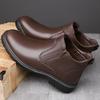 Herbst Winter Neue Designer-Lederstiefel für Herren Einfarbige Mode-Plateauschuhe Männliche Mode Lässige Business-Knöchelboots Mann
