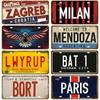 Man Cave Decoration Decor Capital City Plates Plate Vintage Sign For Restaurant Bar Pub Cafe Metal Sign Plaque Landmark