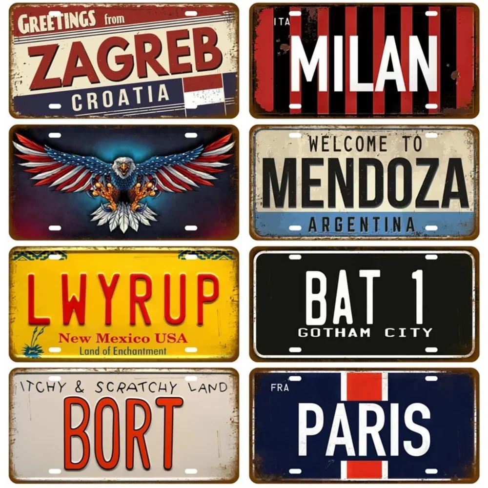Man Cave Decoration Decor Capital City Plates Plate Vintage Sign For Restaurant Bar Pub Cafe Metal Sign Plaque Landmark