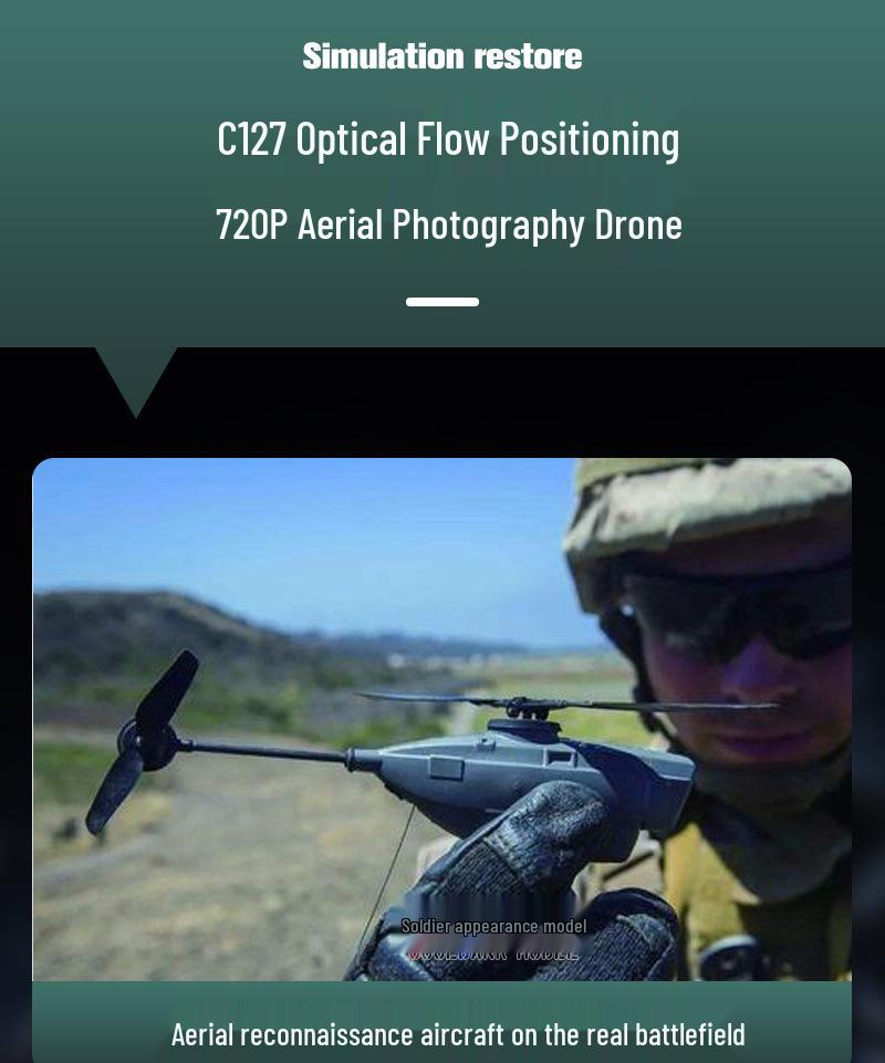Cross C127/C128 Black Bee Drone: Single-Rotor Helicopter with Altitude Hold & Optical Flow for Aerial Photography