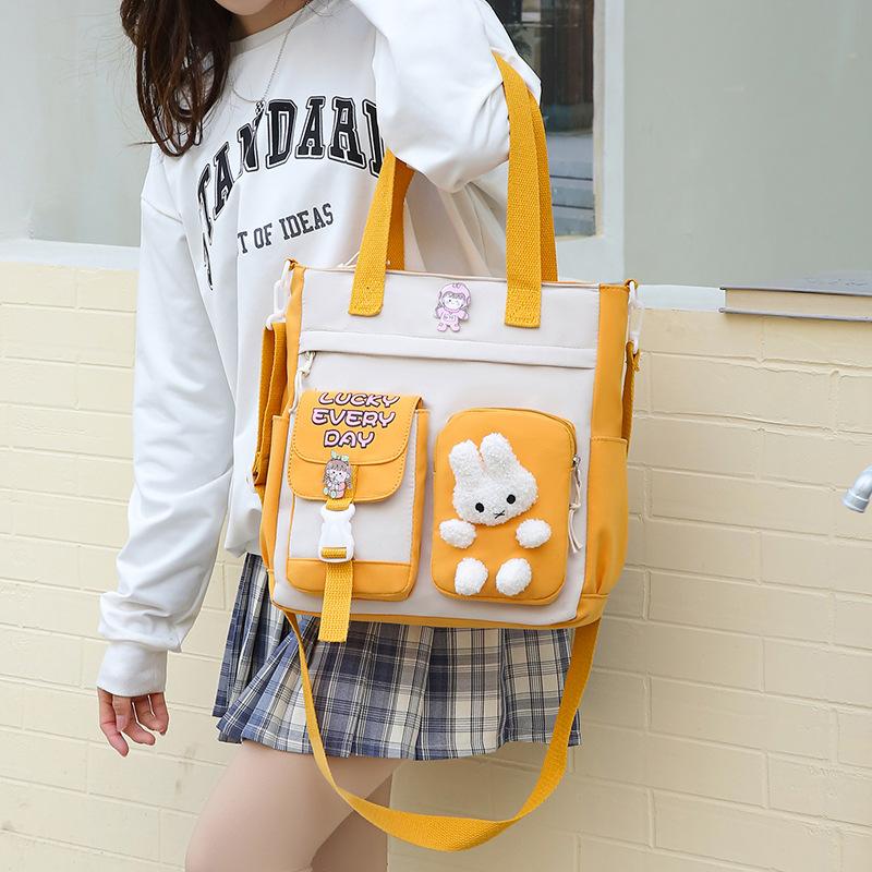 Canvas bag bag female student class ins Mori cute large capacity shoulder bag female Japanese oblique span bag handbag