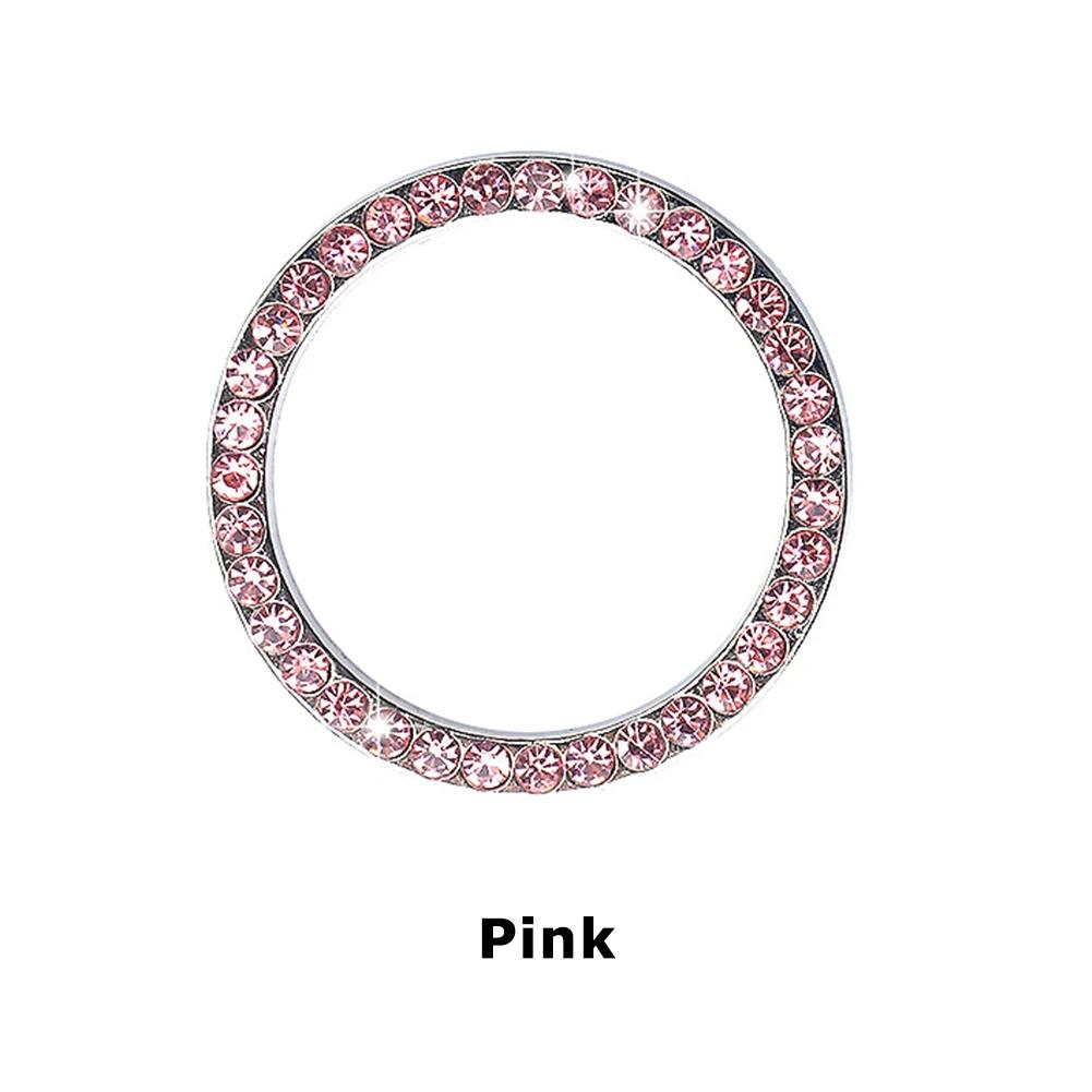 3D Car Ignition Start Button Diamond Rhinestone Metal Stickers Decor Auto Motorcycle Universal One-click Start Bling Decor Decal