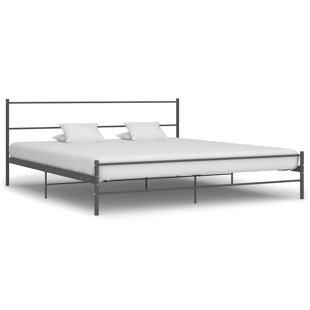 Double Bed Frame Gray Metal 180*200 Cm