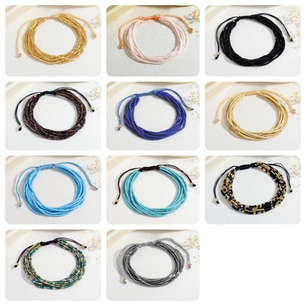 Boho Thin Beads Bracelets Stackable Multilayer Bracelets Bohemian Style Hand Chains Vacation