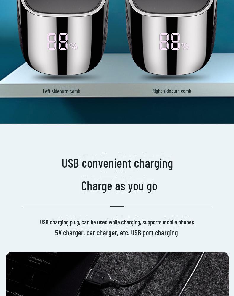 Rechargeable Electric Hair Clipper with Zero Blade for Men