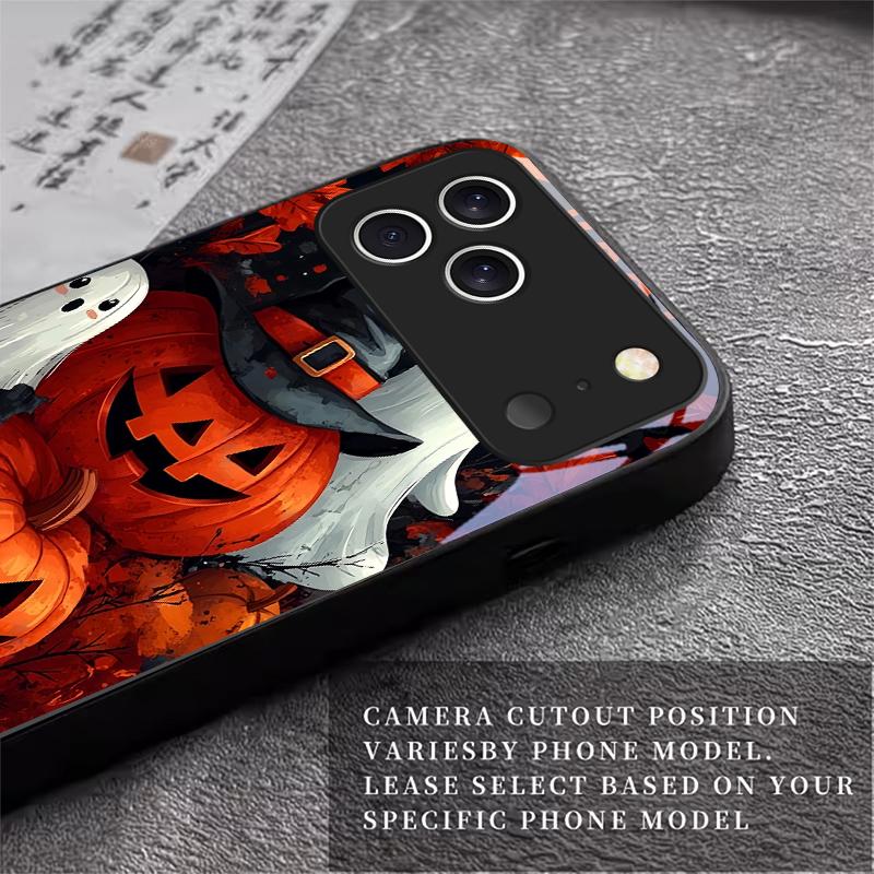 Halloween Boo Vibe For Apple Black Phone Case For iPhone 17 16 15 14 13 12 Mini 11 Pro Max 17 Air 7 8 Plus XR Glass Back Cover