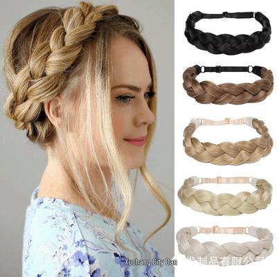 Adjustable High-Temperature Silk Braided Wig Headband with Fishtail and Twist Braids
