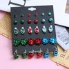 Christmas stud earrings combination new cartoon holiday alloy dripping elk old man bell earrings set