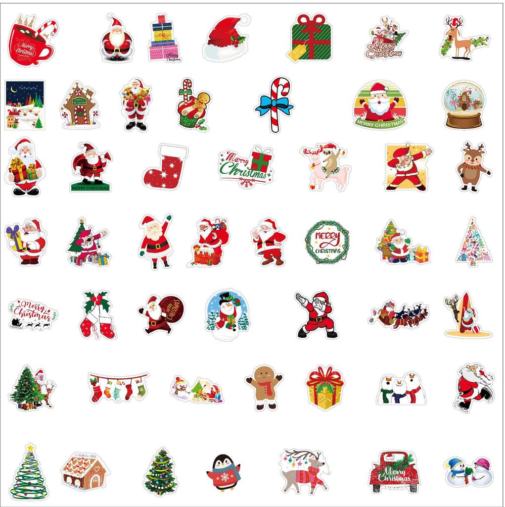 50 Cute Waterproof Christmas Stickers for Suitcases, Notebooks & DIY Projects