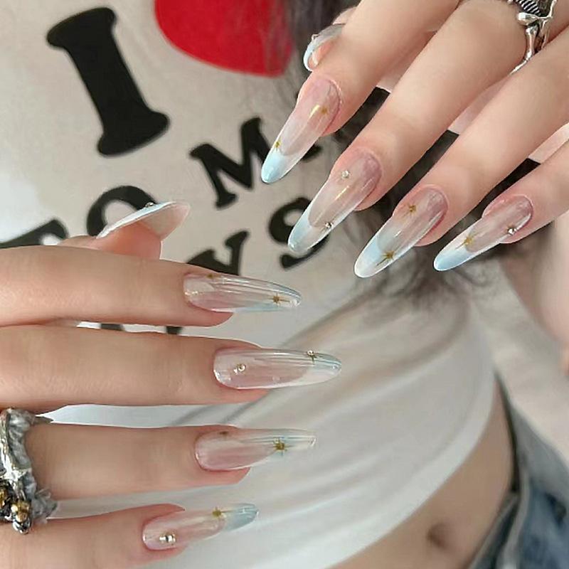 French False Nails Detachable Artificial Press On Nail Acyrlic Glitter Fake Nail Removable Stick-on Nail Tips Full Cover Ballerina Nail Art Decoration