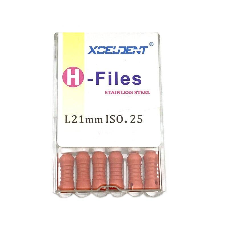 

21 мм стоматологические H-файлы, эндо-файлы для корневых каналов, стоматологические ручные файлы, H-файлы из нержавеющей стали, инструмент для стоматолога 21mm H-25