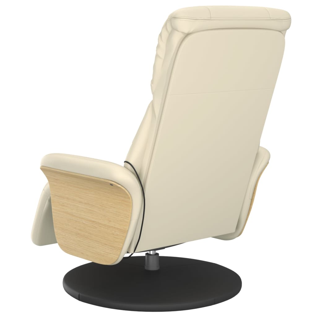 Massage Chair with Footrest Cream Faux Leather