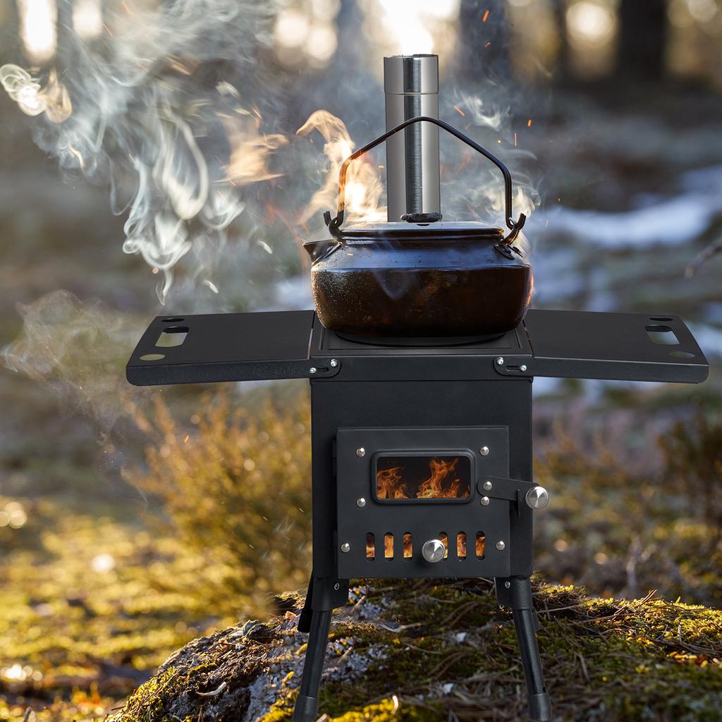 Mini Tent Stove With Chimney Outdoor Firewood Stove Stainless Steel Wood Burning Stove For Backpacking Fishing Camping Furniture