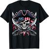 Unisex T-shirt Skeleton 4th of July Pirate Men USA Skull American Flag T-Shirt
