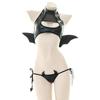 GUUOAT Sexy Patent Leather Women Lingerie Set Little Devil Wings Underwear SM Flirting Open Chest Underwear Porn Bra Costume