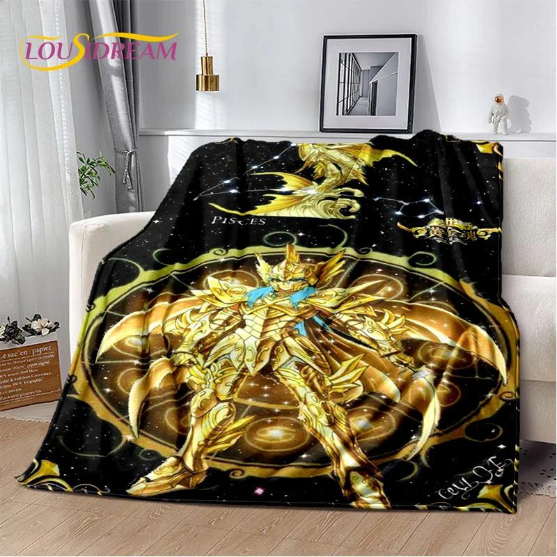 Cartoon Saint Seiya 3D Retro Soft Flannel Blanket for Beds Bedroom Sofa Picnic,Throw Blanket for Cover Outdoor Leisure Nap Gift