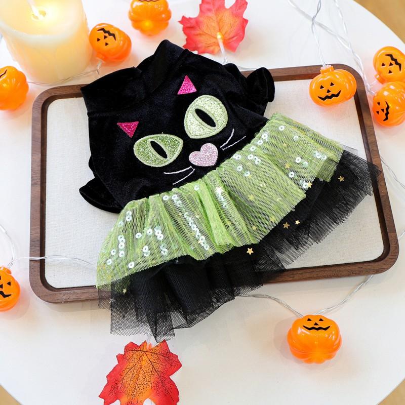 PETCIRCLE Halloween Pet Dress Dogs Cats - Pumpkin Ghost Pirate Witch Wedding Skirt