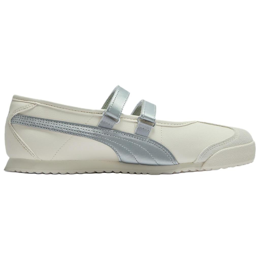 Puma Zapatos Turino 2 de Cuero Sintético PU con Punta en T Cómodos Duraderos Mary Jane para Mujer Blanco Roto Plateado 409079-01
