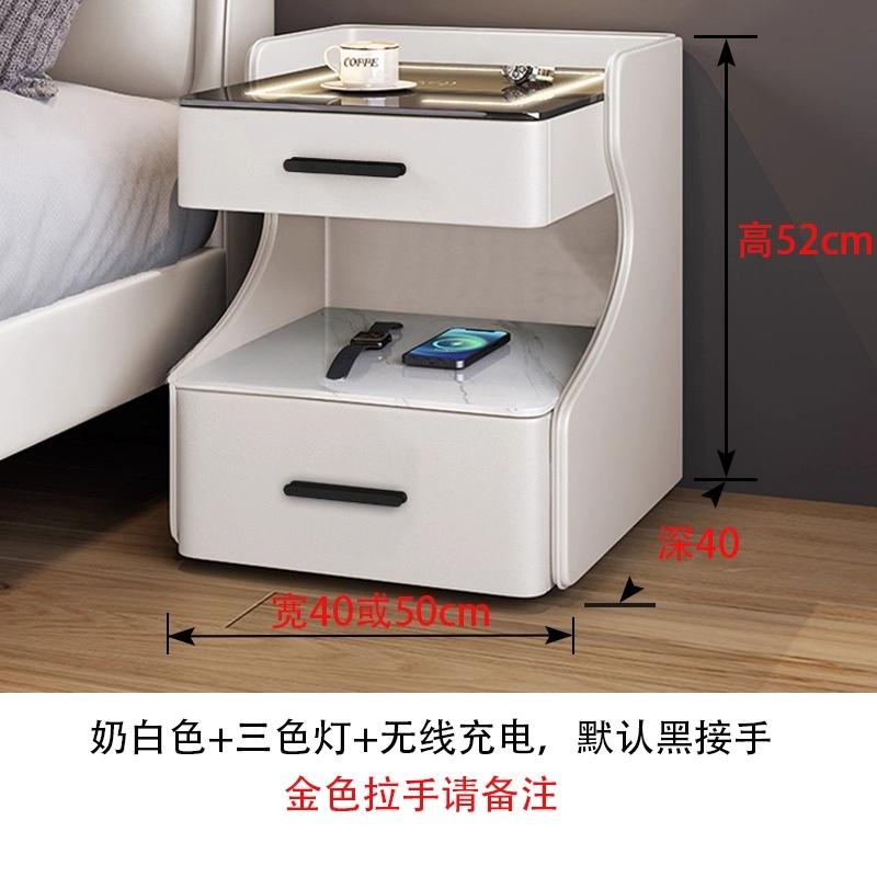 Smart Solid Wood Bedside Table,New Light Luxury Modern Style for 2025 Home Bedrooms,Compact Nightstand with Practical Storage