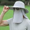Sun Hat UV Protection Cap Wide Brim Nylon Breathable Quick Dry UPF 50+ Fishing Hat with Removable Fa
