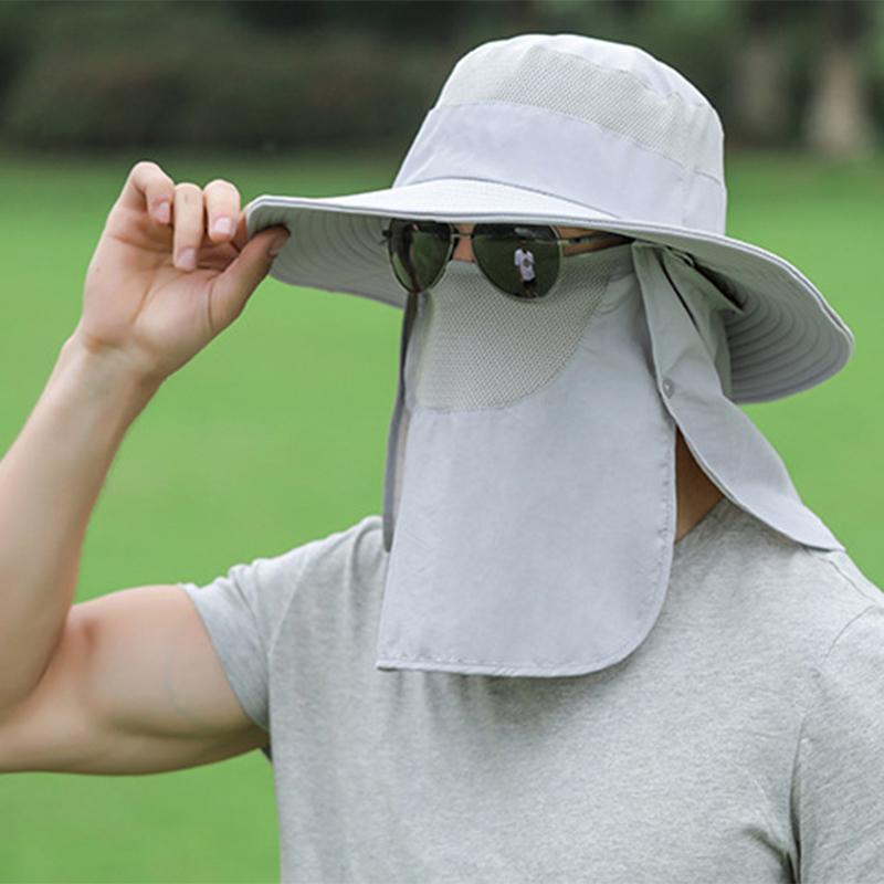 Sun Hat UV Protection Cap Wide Brim Nylon Breathable Quick Dry UPF 50+ Fishing Hat with Removable Fa