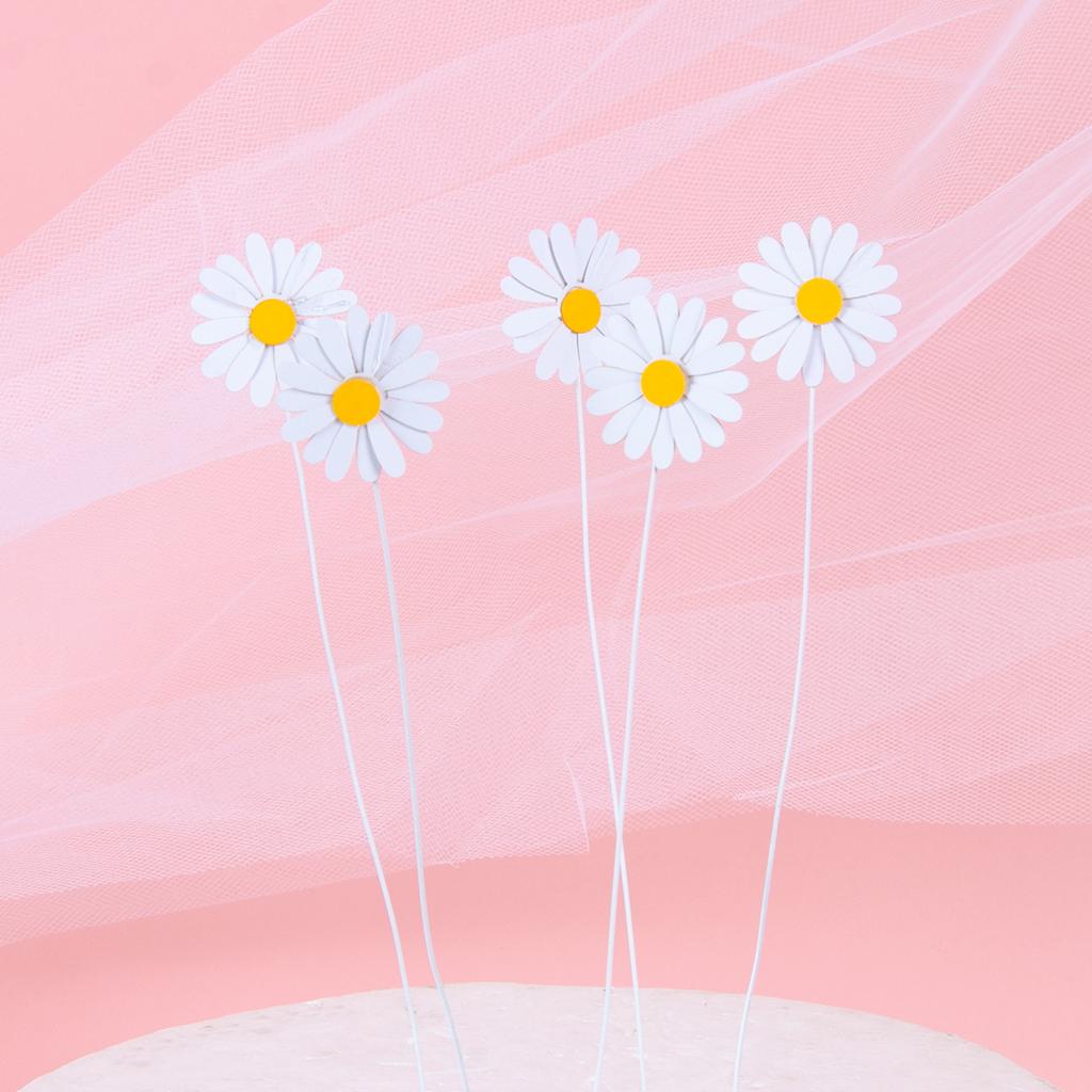 1set Daisy Cake Topper Multi Size Paper Daisy Flower Cake Picks Girl Birthday Party Baby Shower Cake Decoration Wedding Supplies