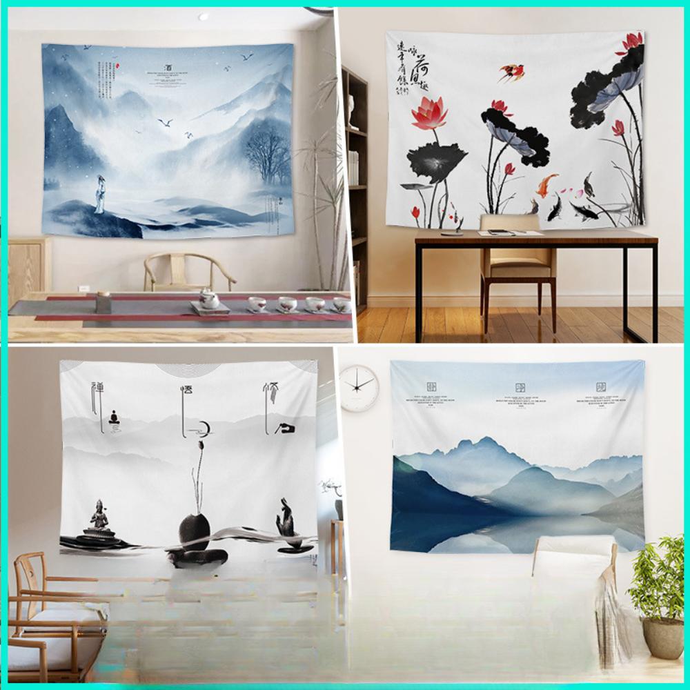 

Винтажная роспись тушью, подвесная ткань, гобелен в аренду в общежитии, гостиная, спальня, настенный ковролин, декоративная роспись общежития, прикроватная настенная ткань