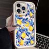 Watercolor Refreshing Lemon Blue Leaves Case for iPhone 17 Air 16 E 15 14 Plus 13 12 Mini 11 Pro Max Silicone Dustproof Cover