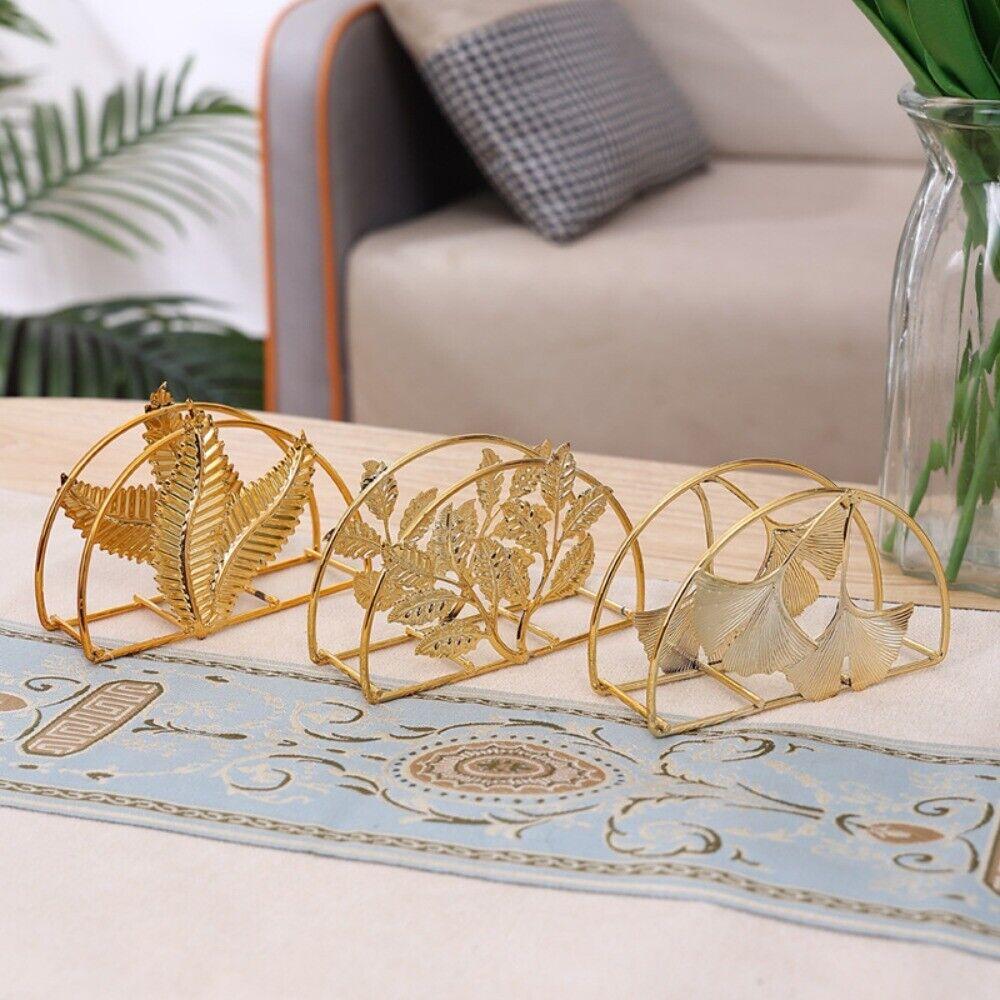 Modern Ginkgo Leaves Design Napkin Holder For Tables Metal Paper Napkin Storage For Kitchen Stylish Paper Towel Dispenser