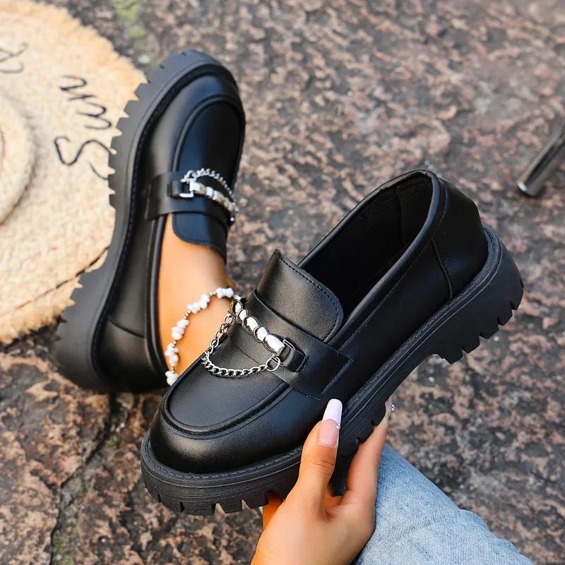 Fashion 2025 Brand Ladies Shoes Slip-on Women's High Heels Fashion Dress New String Bead Round Toe The Chain Plus Size Solid High Heels