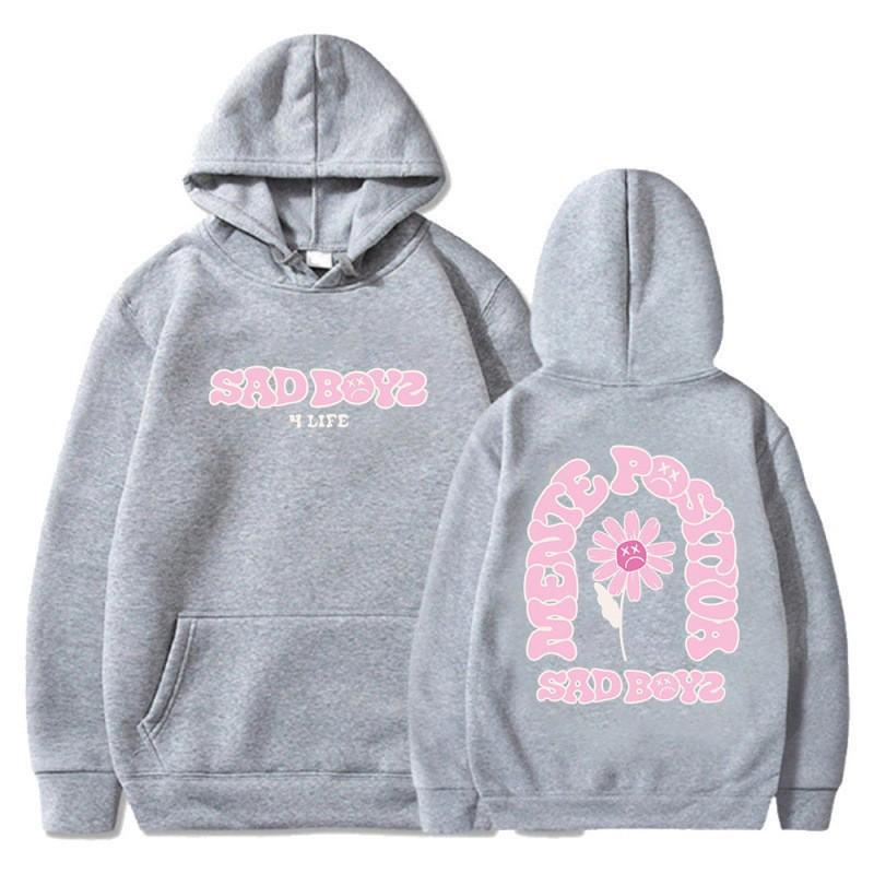 Fashionable Casual Hoodie Long Sleeves Small Floral Print Loose Winter Women's Warm Hoodie