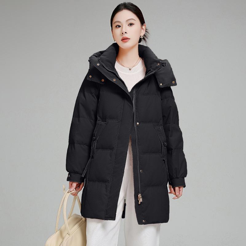 Down cotton jacket women's mid-length 2025 new cotton jacket fashionable Korean loose padded jacket winter thickened warm jacket
