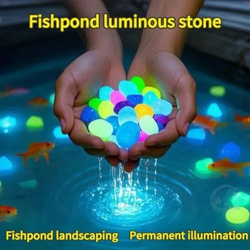 100-1000pcs Luminous Stone Garden Fish Tank Landscape Glow-in-the-dark Stone Decoration Artificial Fluorescent Color Goose Stone