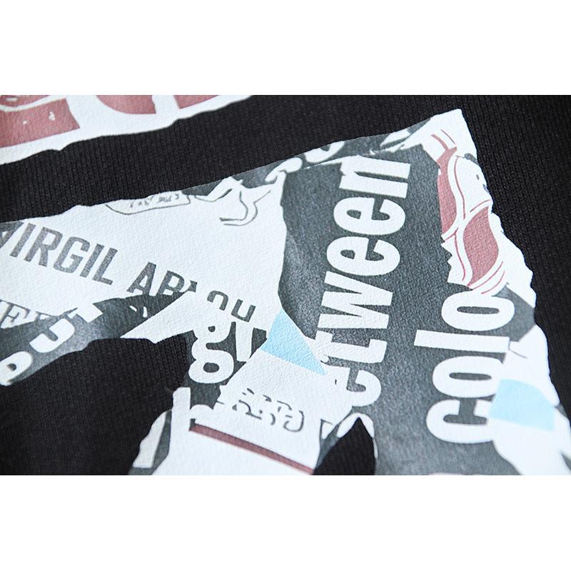 Off-White 2025 Autumn/Winter New Newspaper Arrow Pattern Printed Men's Hoodie